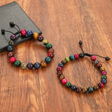 Tiger's Eye Stone Bracelet 10mm Beads Green Rose Red Yellow Unisex