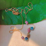 Natural Tourmaline Pendant 18K Necklace Gemstone Charms Tibetan Crystal Beads