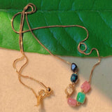 Natural Tourmaline Pendant 18K Necklace Gemstone Charms Tibetan Crystal Beads