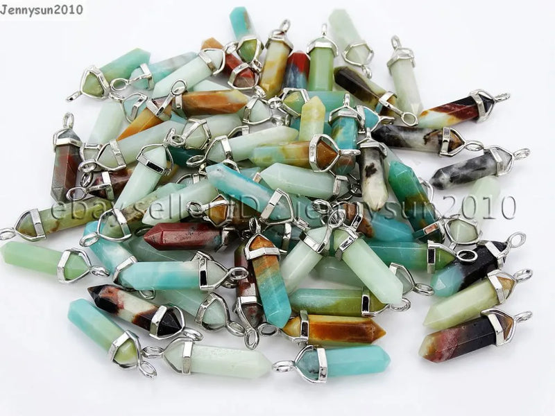 Colorful Amazonite Hexagonal Pointed Pendant Beads Necklace Earrings