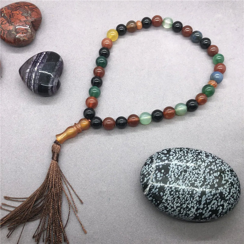 Natural Gray Agate Beads Diy Muslim Rosary
