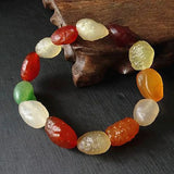 Colorful Agate Bracelet Fine Jewelry Bangle Women Men Raw Stone
