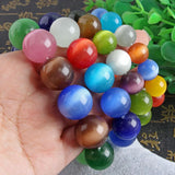 Colorful Cat's Eye Stone Bracelet Men Women Jewelry Beads Bangles