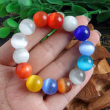 Colorful Cat's Eye Stone Bracelet Men Women Jewelry Beads Bangles