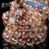 Colorful Copper Rutilated Quartz Bracelet - Wealthy Round Beads Jewelry