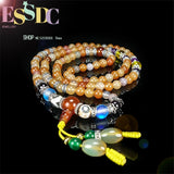 Colorful Crystal 108 Buddha Beads Bracelet Loop Winding Necklace