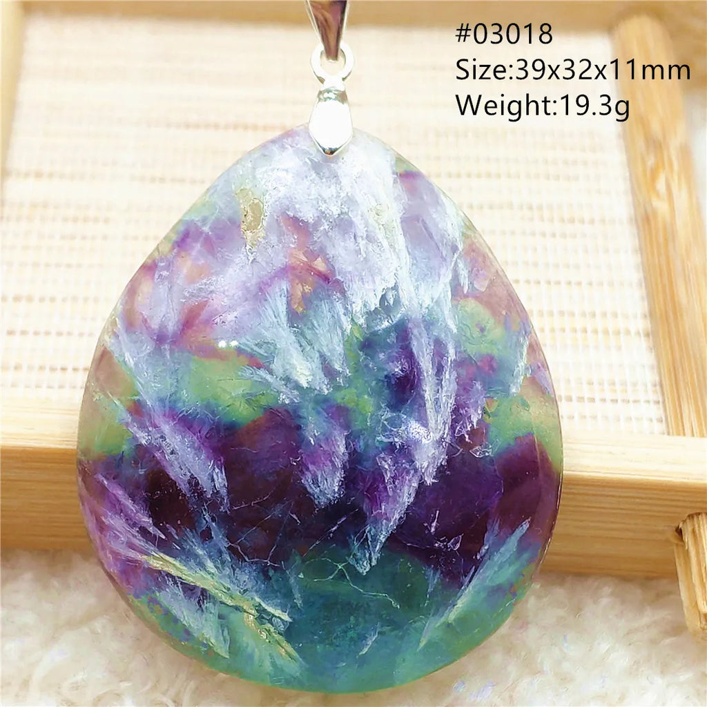 Colorful Fluorite Feather Quartz Pendant Necklace AAAAA
