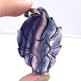 Colorful Fluorite Necklace Fox Pendant Crystal Silver Stone Jewelry