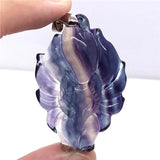 Colorful Fluorite Necklace Fox Pendant Crystal Silver Stone Jewelry