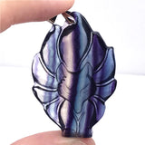 Colorful Fluorite Fox Pendant Necklace Crystal Stone Jewelry AAAAA