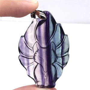 Fluorite Necklace Pendant Fox Crafted Jewelry Men Women Gift Crystal Beads