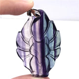 Fluorite Necklace Pendant Fox Crafted Jewelry Men Women Gift Crystal Beads