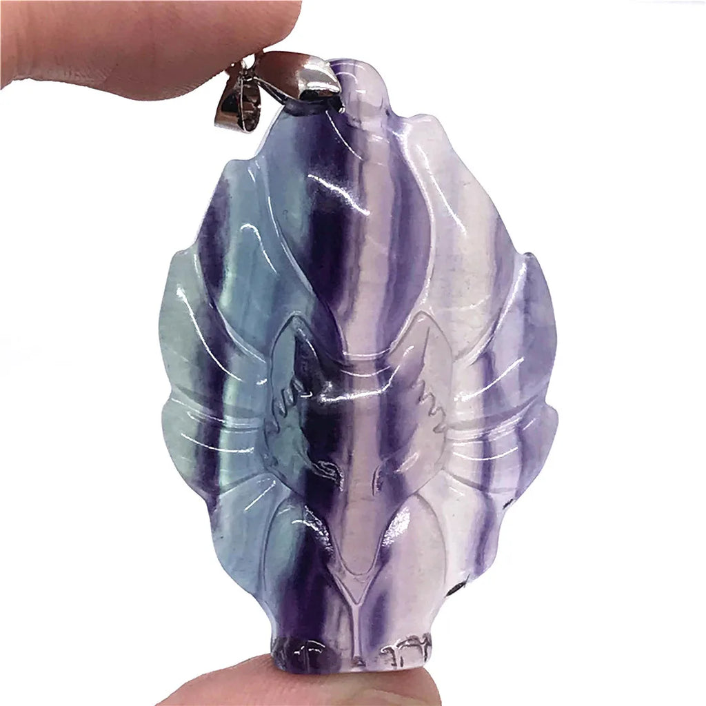 Fluorite Necklace Pendant Fox Crafted Jewelry Men Women Gift Crystal Beads