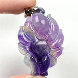 Natural Colorful Fluorite Pendant Fox Crafted Jewelry 45x30x11mm