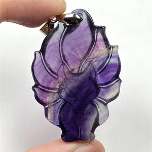 Natural Colorful Fluorite Pendant Fox Crafted Jewelry 45x30x11mm