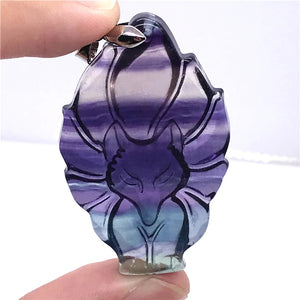 Colorful Fluorite Fox Pendant Jewelry Silver 45x28x9mm AAAAA