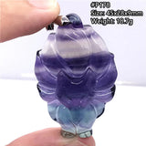 Colorful Fluorite Fox Pendant Jewelry Silver 45x28x9mm AAAAA