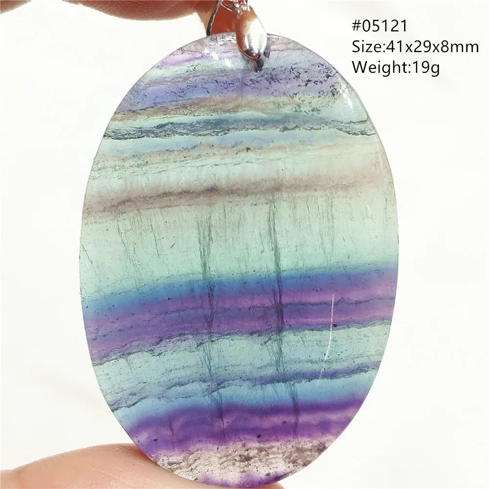 Colorful Fluorite Quartz Bead Pendant Necklace Water Drop Round Rainbow Purple