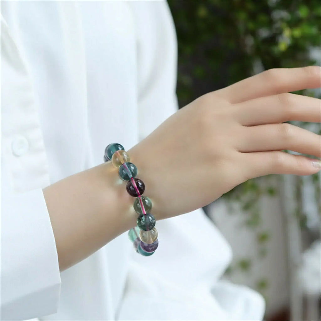 Colorful Fluorite Quartz Beads Bracelet Wealthy 10mm 8mm Fluorite Bracelet