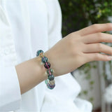 Colorful Fluorite Quartz Beads Bracelet Wealthy 10mm 8mm Fluorite Bracelet