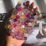 Natural Colorful Fluorite Quartz Bracelet Clear Cube Rectangle Beads Gemstone