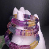 Colorful Fluorite Quartz Clear Beads Bracelet 17x13mm Carved Fluorite AAAAA