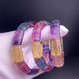 Colorful Fluorite Quartz Clear Beads Bracelet 17x13mm Carved Fluorite AAAAA