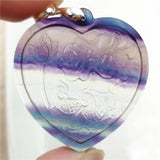 Heart Flower Carved Fluorite Pendant 40x37x10mm