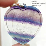 Heart Flower Carved Fluorite Pendant 40x37x10mm