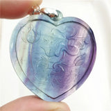 Colorful Fluorite Quartz Heart Pendant Necklace