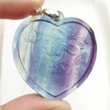 Colorful Fluorite Quartz Heart Pendant Necklace