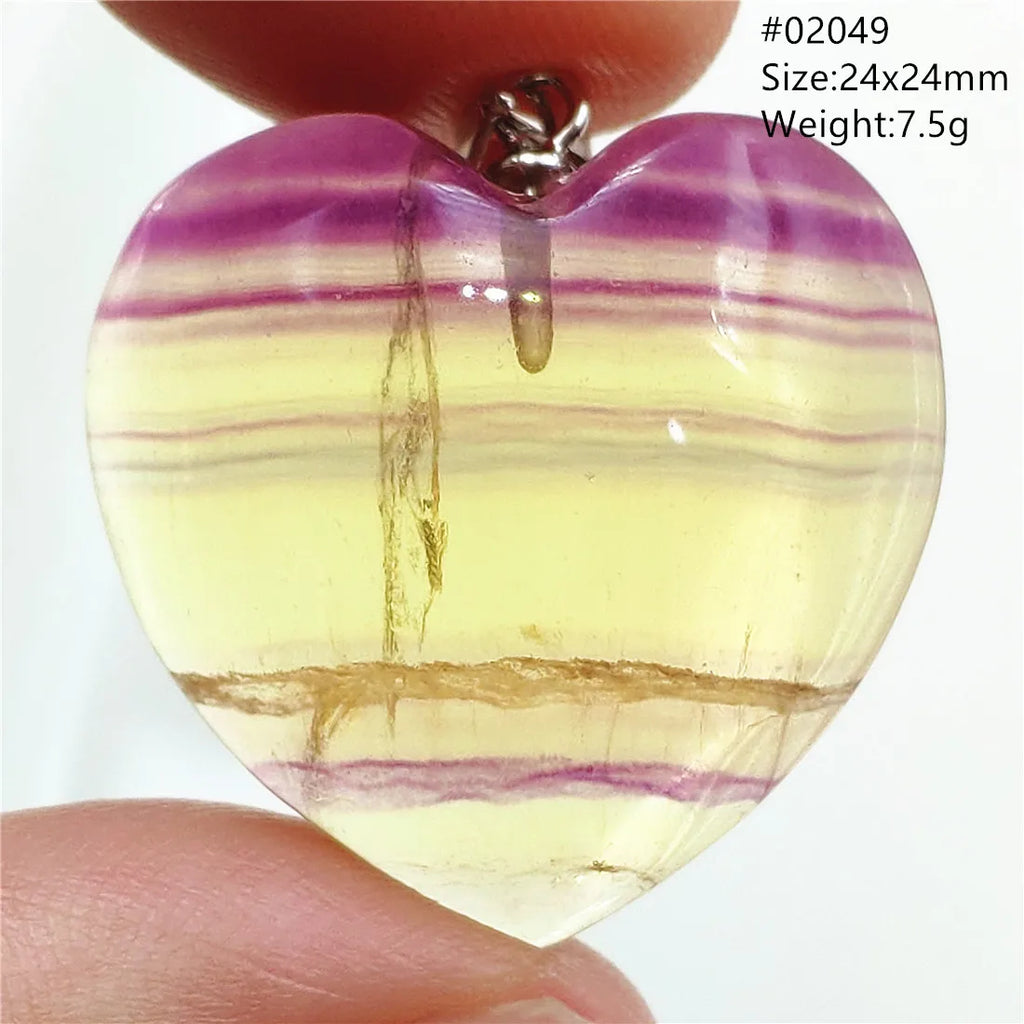 Colorful Fluorite Quartz Pendant Heart Necklace AAAAA