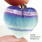 Colorful Fluorite Quartz Pendant Heart Necklace AAAAA