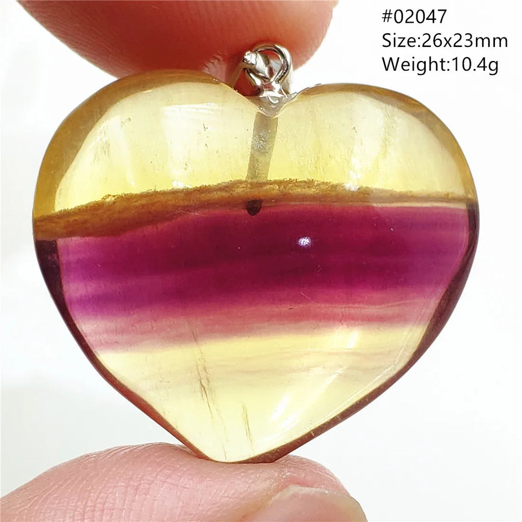 Colorful Fluorite Quartz Pendant Heart Necklace AAAAA
