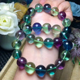 Colorful Fluorite Quartz Round Beads Bracelet 8mm 10mm 12mm AAAAA