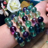 Colorful Fluorite Quartz Round Beads Bracelet 8mm 10mm 12mm AAAAA