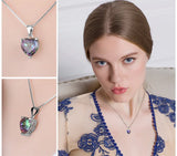 Rainbow Crystal Gem Stone Pendant Necklace 925 Silver Wedding Necklaces