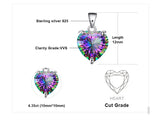 Rainbow Crystal Gem Stone Pendant Necklace 925 Silver Wedding Necklaces