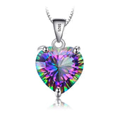 Rainbow Crystal Gem Stone Pendant Necklace 925 Silver Wedding Necklaces