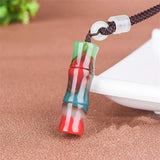 Natural Jade Bamboo Pendant Necklace Sweater Chain Jewelry