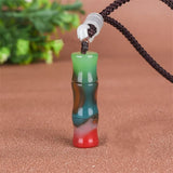 Natural Jade Bamboo Pendant Necklace Sweater Chain Jewelry