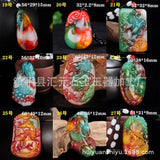 Colorful Jade Dragon Pixiu Fish Pendant Necklace Charm