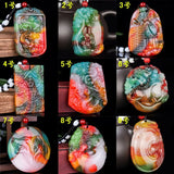 Colorful Jade Dragon Pixiu Fish Pendant Necklace Charm
