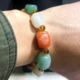 Natural Colorful Jade Elastic Bead Bracelet Women Healing Gemstone Jewelry