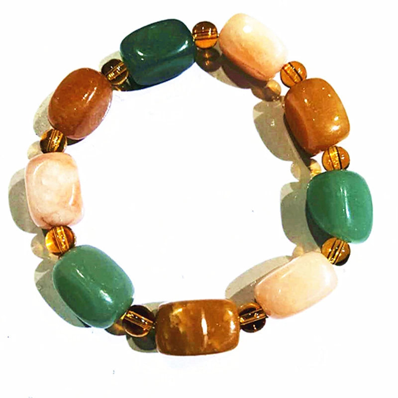 Natural Colorful Jade Elastic Bead Bracelet Women Healing Gemstone Jewelry