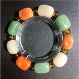 Natural Colorful Jade Elastic Bead Bracelet Women Healing Gemstone Jewelry
