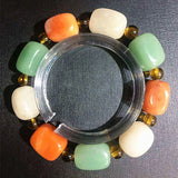 Natural Colorful Jade Elastic Bead Bracelet Women Healing Gemstone Jewelry