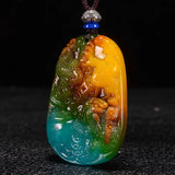 Colorful Jade Floating Golden Toad Pendant in Gobi, Xinjiang