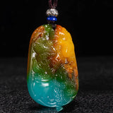 Colorful Jade Floating Golden Toad Pendant in Gobi, Xinjiang