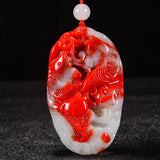 Colorful Jade Hand-carved Carp Pendant Fish Necklace
